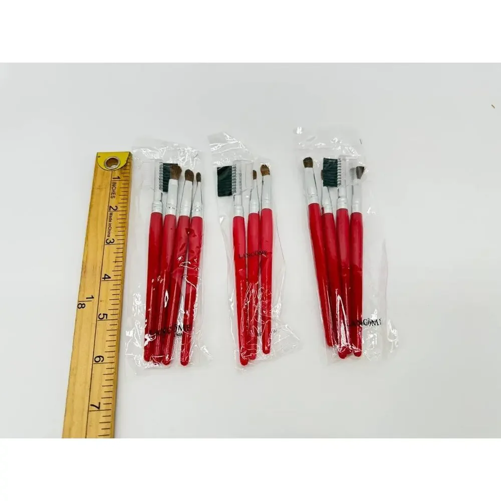 Lancome Makeup Brush Set Lot of 3 Sets Red Handle Brushes New